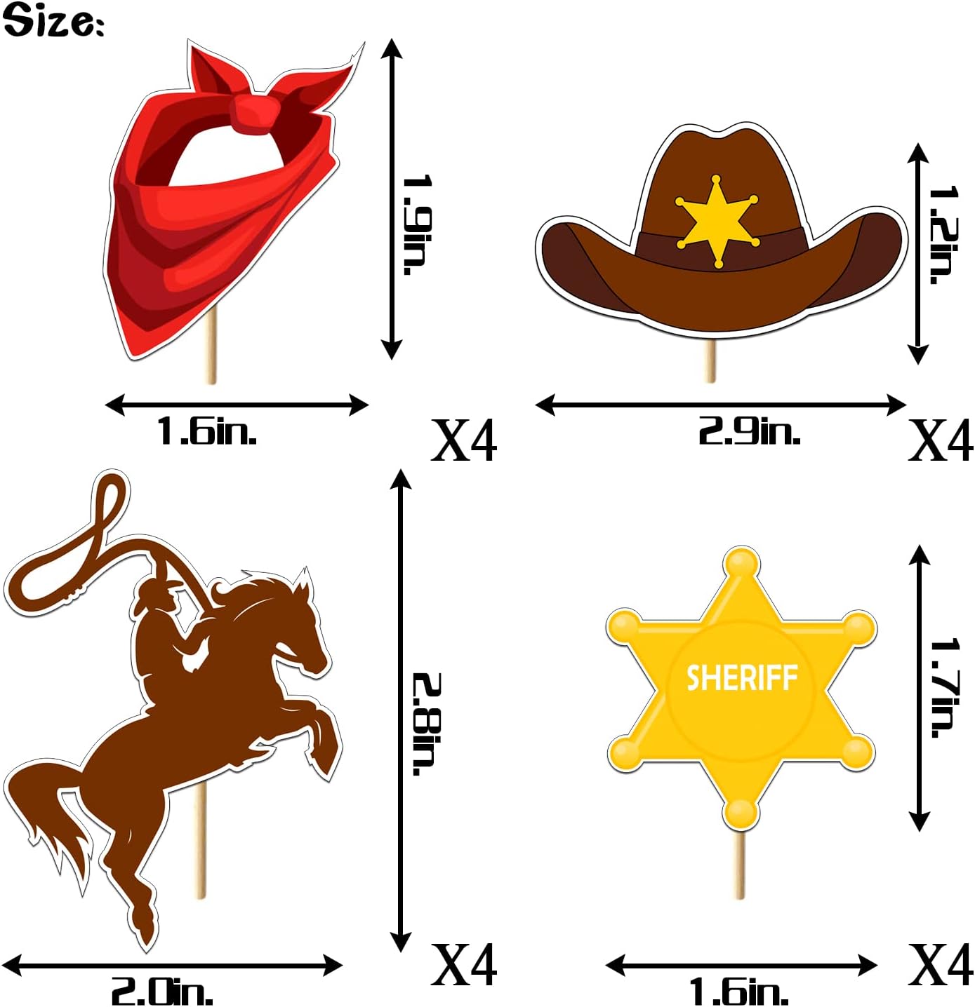 32 Pcs Cowboy Cupcake Toppers - Cowboy & Cowgirl Birthday Party Decorations for Kids - Horse, Cactus, Hat, Boot Cake Toppers - Baby Shower Supplies