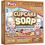 Playz Cupcake Soap & Bubbles DIY Science Kit - Fun STEM Gift for Age 8, 9, 10, 11, 12 Year Old Girls and Boys - Educational Arts and Crafts for Kids with 24+ Tools to Make Dessert Soaps You Can Use