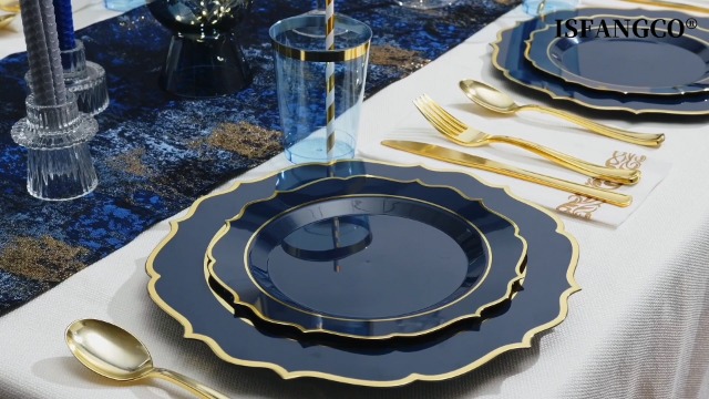 Amazon.com: ISFANGCO 200 PCS Premium Blue Plastic Plates for 25