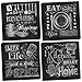 Beautiful, Fun, Chalkboard Kitchen Signs; Messy Kitchen, Heart of the Home, Spice of Life, and Cook Much; Four 12x12in Stretched Canvases; Ready to hang!