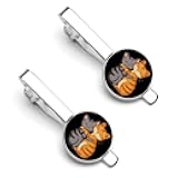 Two Hug Cats Tie Clips for Men Tack Pins Regular Necktie Bar for Wedding Anniversary Business