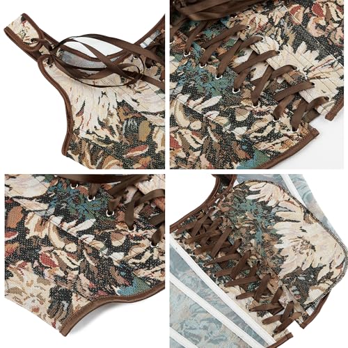 Medieval-Renaissance-Corset-Top for Women - Vintage Floral Bustier Lingerie Bodyshaper Going-Out3