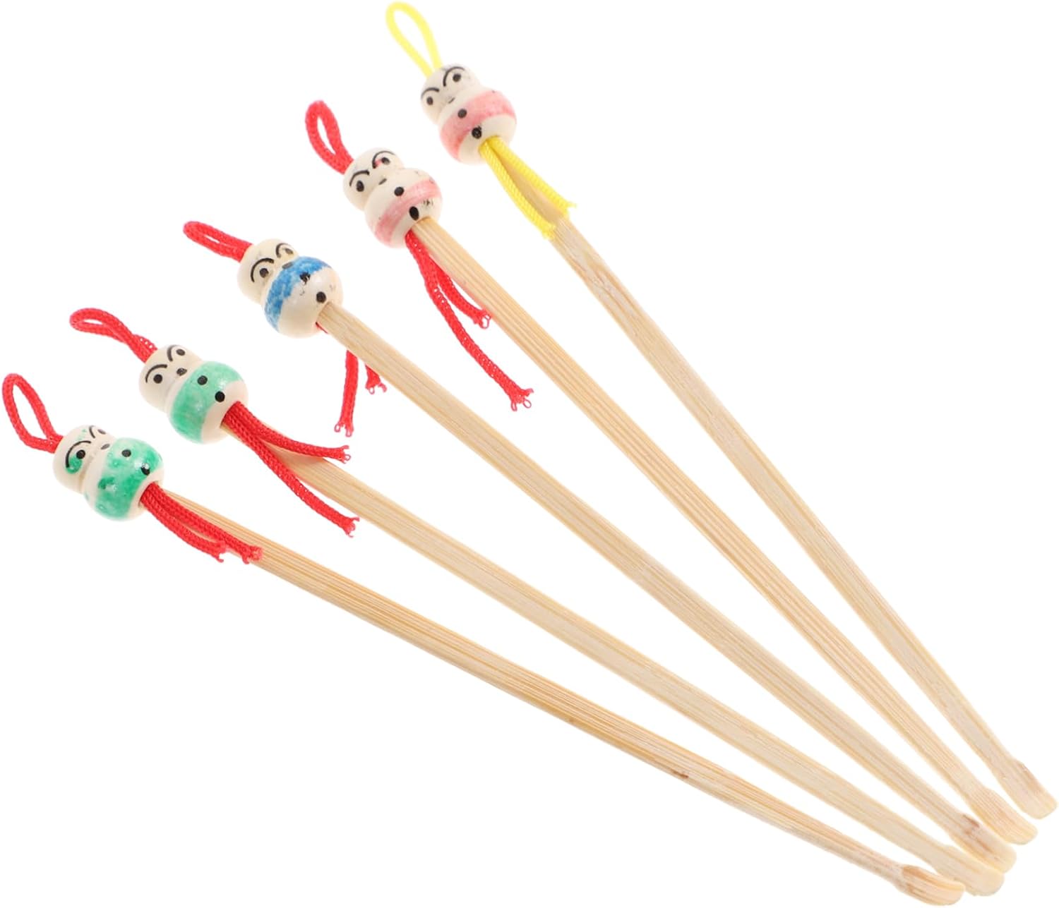 5pcs Bamboo Ear Cleaners with Cartoon Doll Head Use Tool for Safe Ear Wax Removal Skid-Resistant Design for Family Use Attractive and Practical
