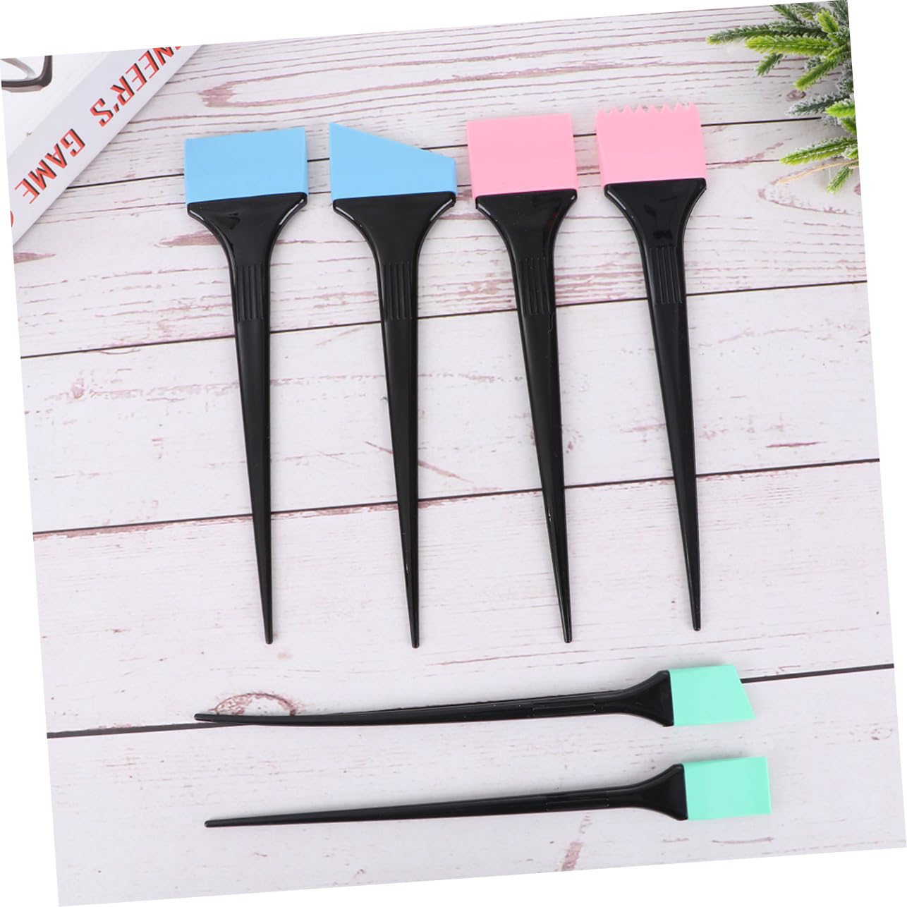 Outanaya Silicone Hair Coloring Brush Set 6-Piece Professional Dyeing Tool Kit Mixing Bowl for Hairdressing Home Use and Salon Applications Random Color