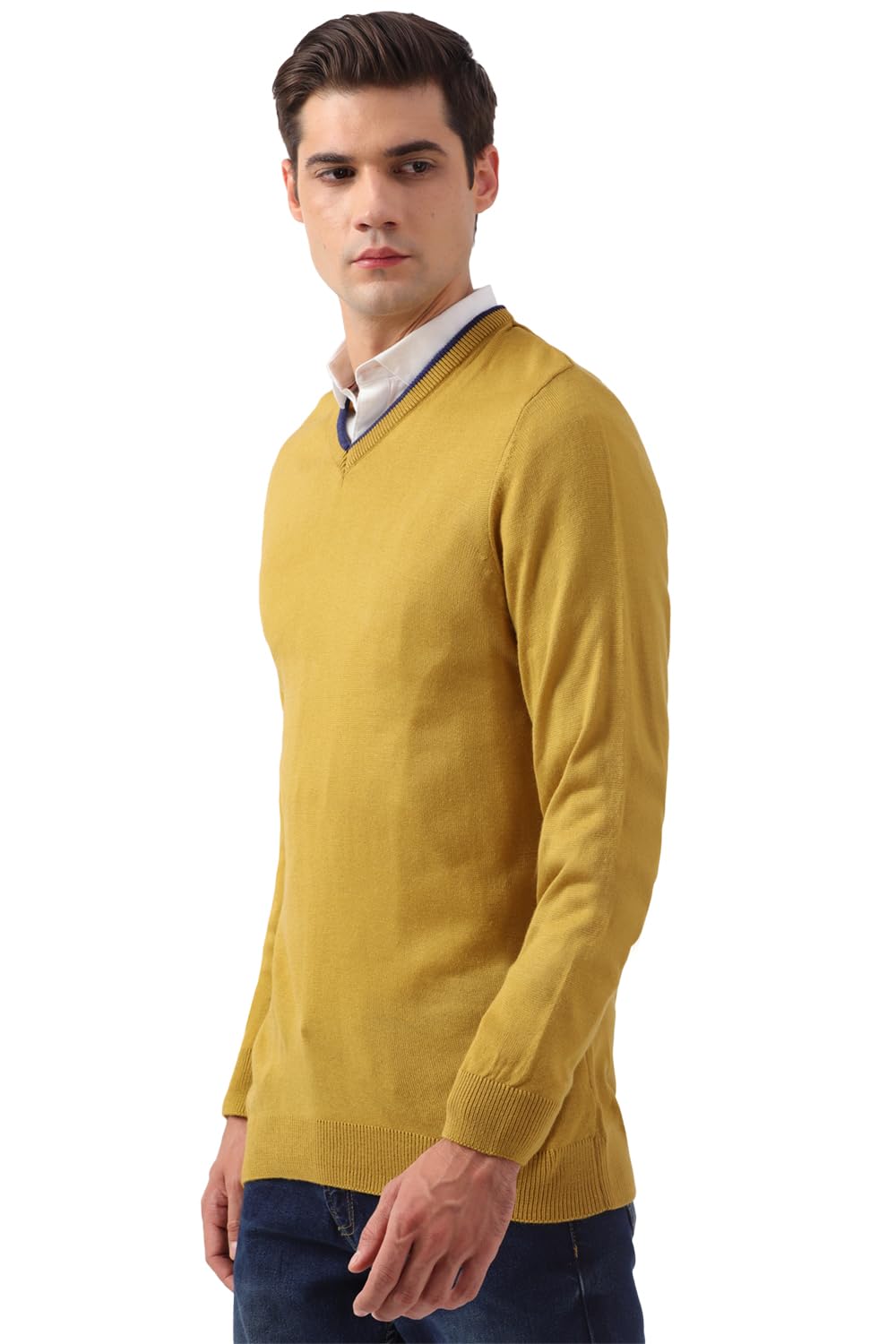 Men's Acrylic Solid V Neck Sweater-image-36