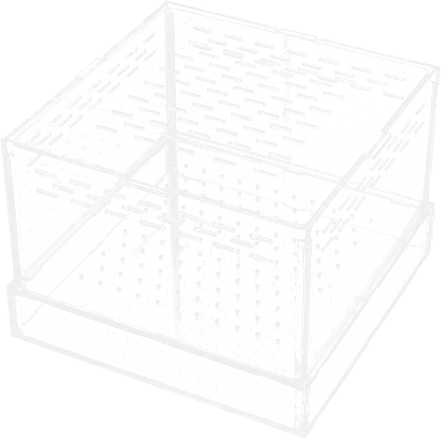Acrylic Breeding Box with Lid, Ventilated Display Enclosure for Reptiles