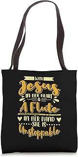 Jesus in Her Heart & A Flute in Her Hand | Christian Flutist Tote Bag