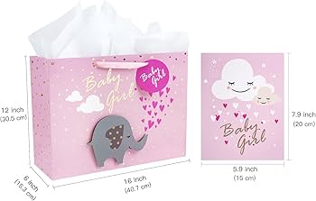 Sac Cadeau Pour Fête Prénatale Avec Papier De Soie Et Carte De Vœux (jaune