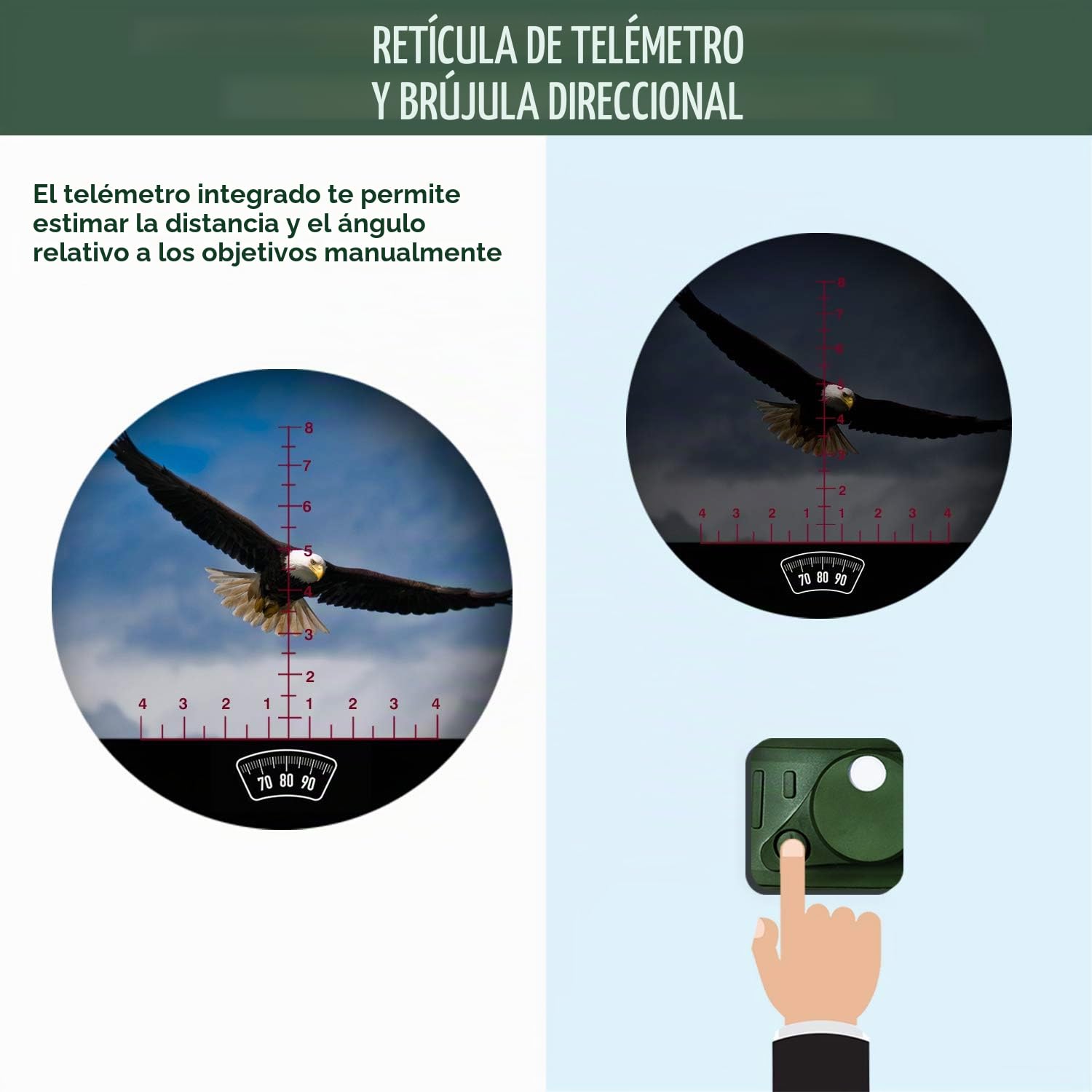 Binoculares Marinos Militares HD de 10x50 para Adultos, Brújula con Pantalla LCD HD y Presión de Aire, Navegación, Remo, Pesca, Caza, Observación de Aves (Green)