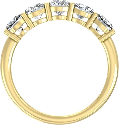 Miniatura 3 de Anillo de 5 piedras de diamantes cultivados en laboratorio de 12 quilates - 5 quilates Anillo de aniversario de boda de oro blanco o amarillo