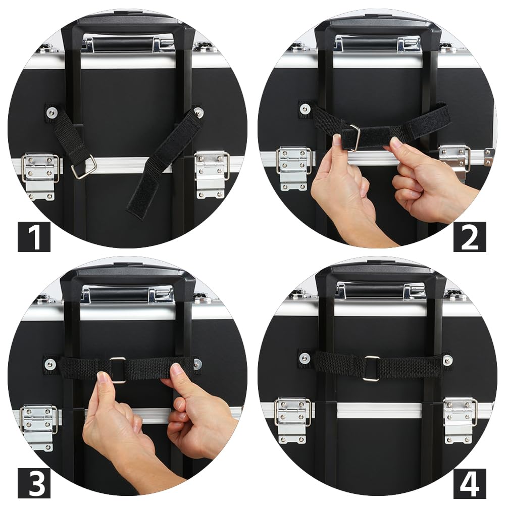 Valigetta Porta Trucchi 3 in 1 Trolley Make Up Beauty Case da Viaggio per Estetista Professionale Grande con Serratura Ruote Girevoli Nero