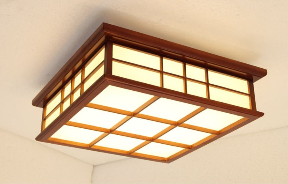Lámpara De Techo Caoba Techo Lámpara De Madera Luz Cuadrada Techo Luz Simple Estilo Moderno LED Techo Luz Sala De Estar Dormitorio Balcón Luz Interior (Color : Luz Calida, tamaño : 55CM)