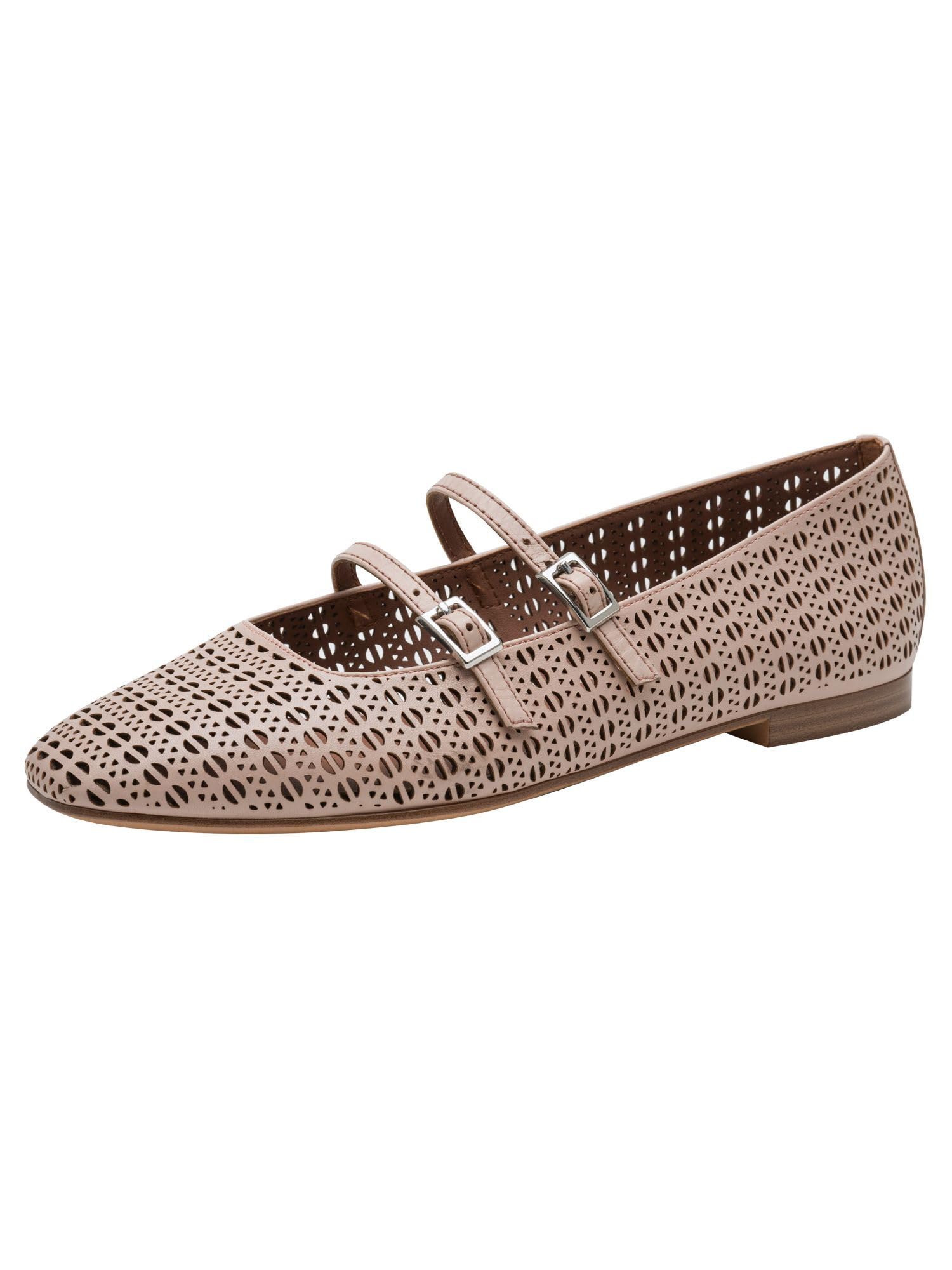 Tamaris Women's ballerina with strap leather flat beige 7.5 UK