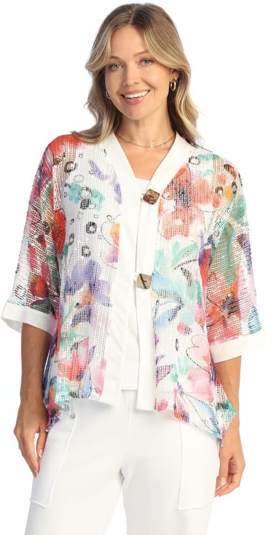 Jess & Jane Boucle Mesh with Two Button Closure Cardigan - BC8