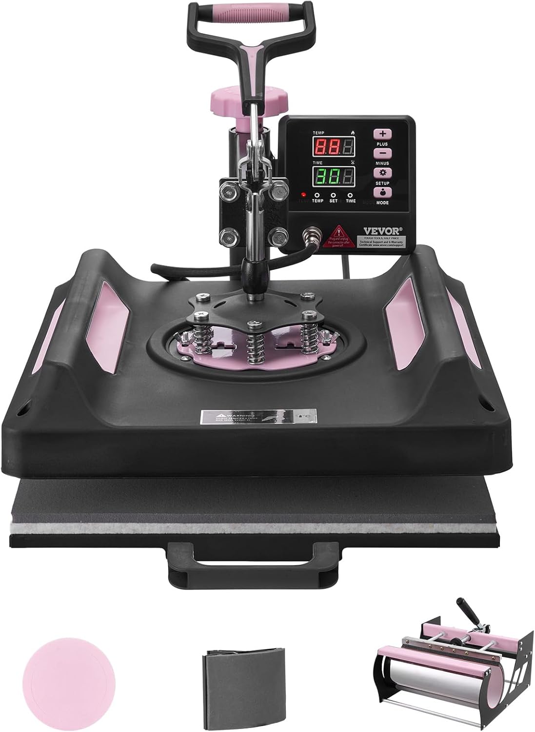 Prensa Térmica VEVOR 5 en 1, 15x15 Pulgadas, para Camisetas/Tazas