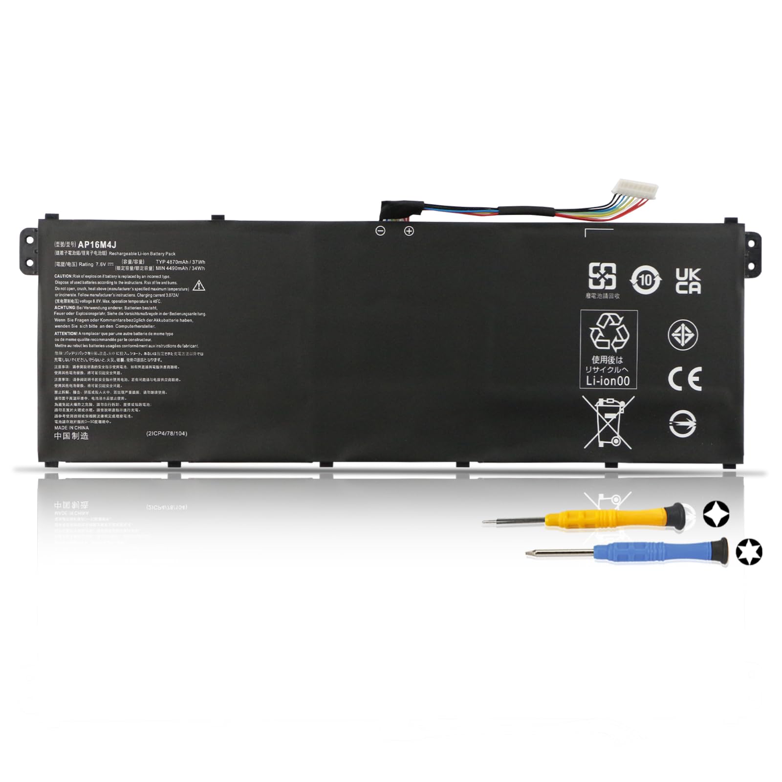 K KYUER 37Wh 4870mAh AP16M4J Batteria per Acer Aspire 3 A317-33 A314-21 A314-22 Serie A317-33-P77P A317-33-P7MK A317-33-P7XT A317-33-P059 A317-33-P0KU A317-33-P1SQ A317-33-P2SN A317-33-P35Q Battery