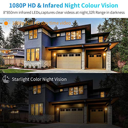 Wireless Outdoor Security Camera ∣1080P HD WiFi Solar Rechargeable Battery Power,2 Way Audio Night Vision IP67 Waterproof, PIR Motion Detection Remote View, 4-64GB TF Card/Secure Cloud(Two Battery)