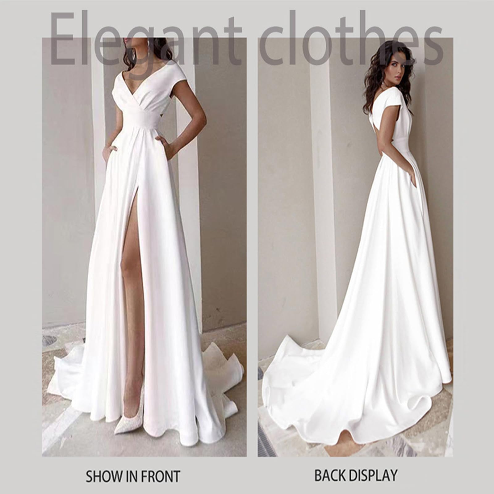 Mujer Vestido Largo sin Mangas Elegante Vestido de Fiesta Cuello en V Sexy Maxi Vestido con Espalda A-línea Abertura Vestidos para Cóctel Fiesta Club