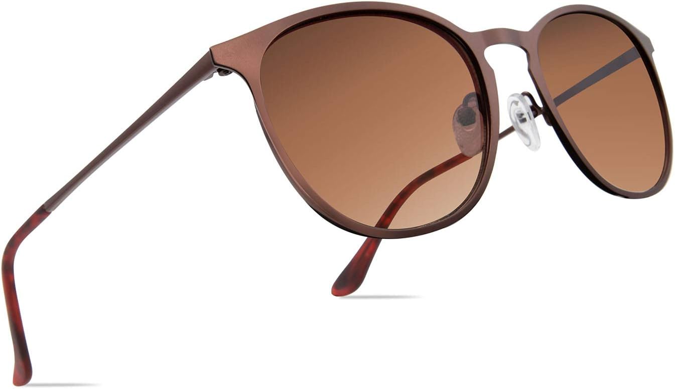 Classic Round Retro Sunglasses UV400 Circle Lens Metal Frame Men Women FW1006 C1 brown