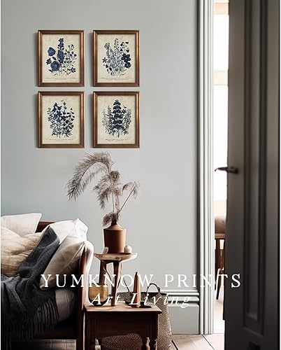 Miniatura 5 de Arte de pared rústico moderno de campo francés, diseño de hojas de magnolia azul primitivas, galería de imágenes, regalo de galería, póster de