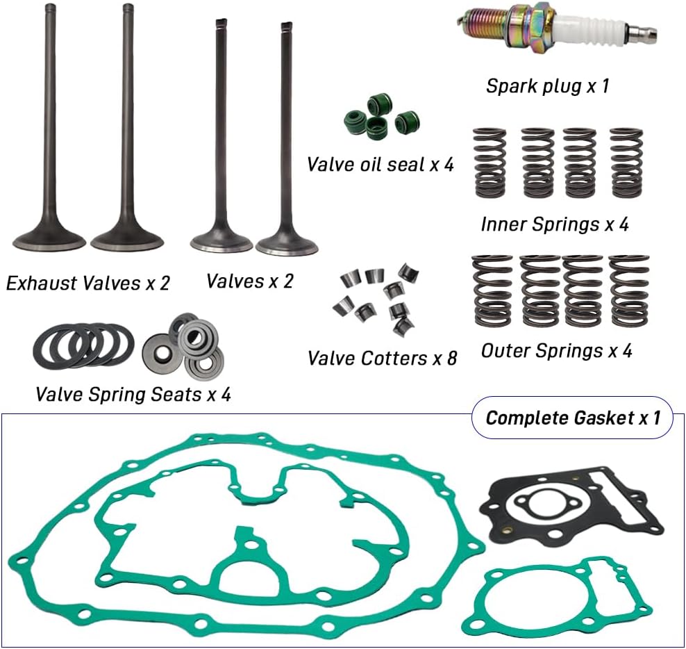 Valve Seal Spring & Complete gasket Kit Compatible with HONDA TRX400EX TRX400X 400EX 400X 2x4 1999-2014 XR400R 1996-2004 OEM 14711-KCY-670 14721-KCY-670