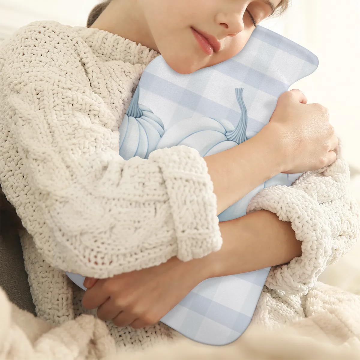 Hot Water Bottle with Soft Cover,2L Happy Thanksgiving Hot Water Bag for Hot and Cold Compress, Hand Feet Warmer, Mystical Pumpkin Rubber Hot or Cold Water Bottle Halloween Christmas Decorations