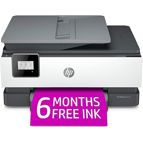 HP OfficeJet 8015e Wireless Color All-in-One Printer with 6 Months Free Ink (228F5A) (Renewed Premium),White