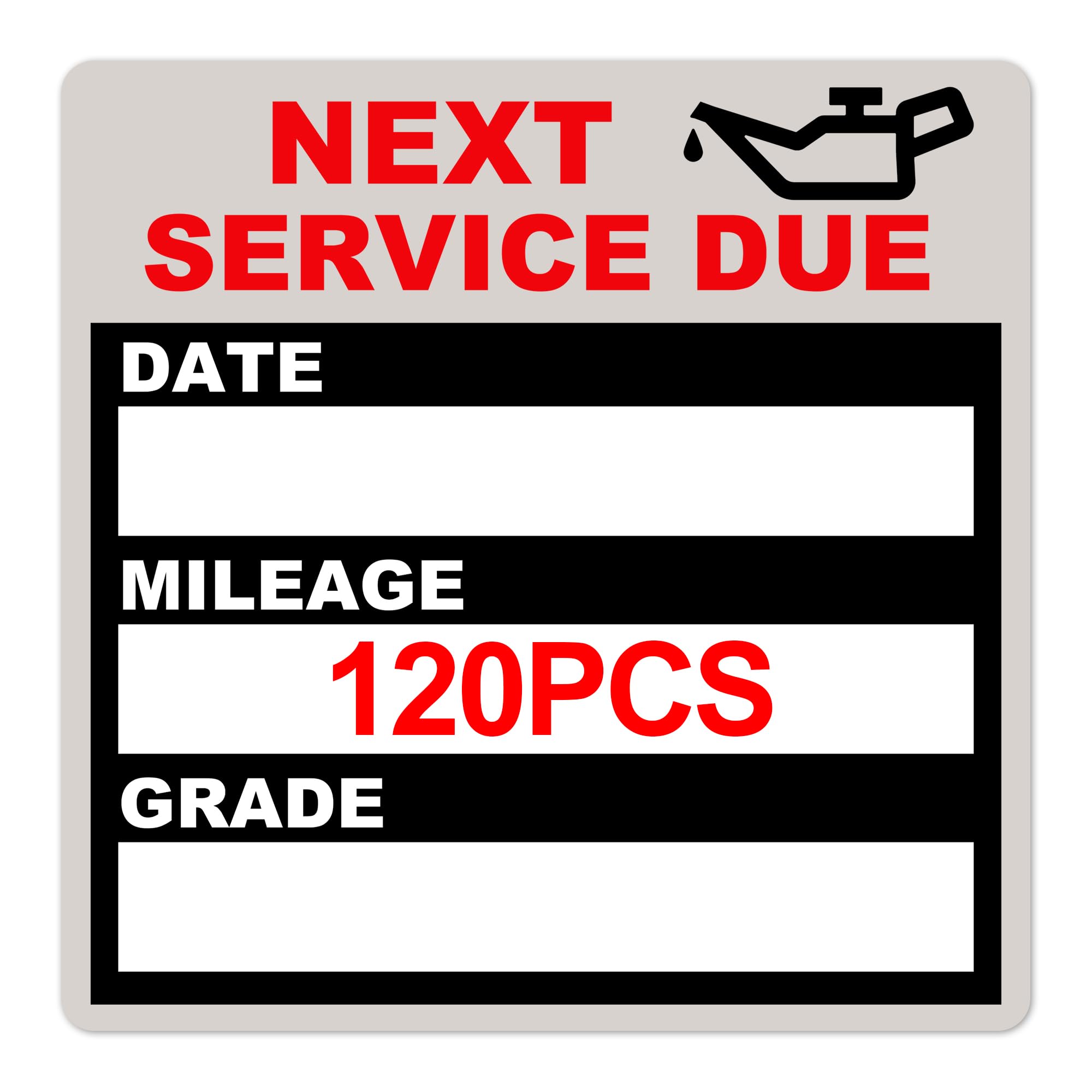for Oil Change Sticker Static Cling, Clear Stickers 120 Pcs 2”x 2” Next Service Due Sticker for Windshield, Easy to Peel with No Residue for Car Auto Vehicle Window (Red11)