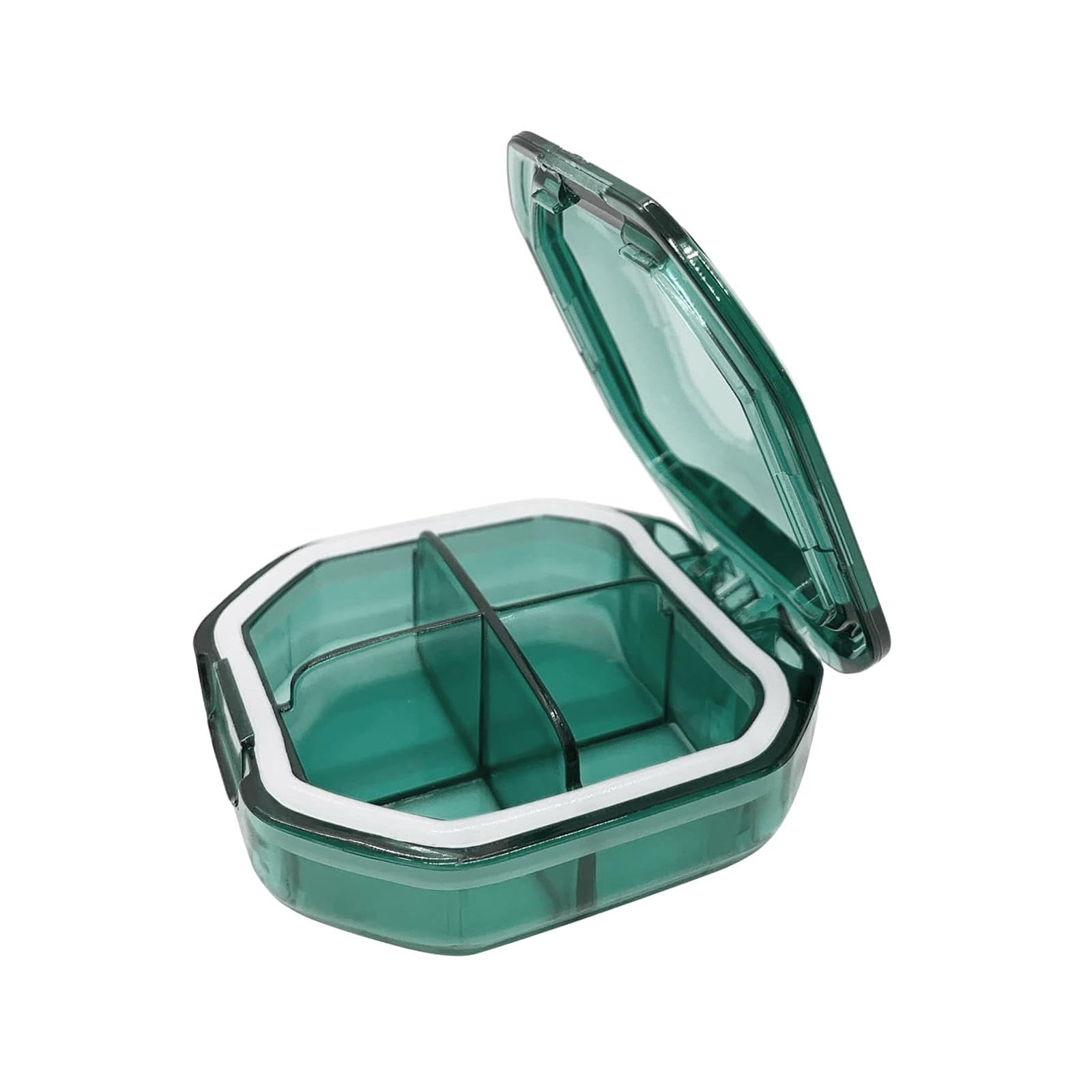 Travel Pill Organizer with Divider Small Pill Container for Bag Purse Pocket Green Sqaure-image-12
