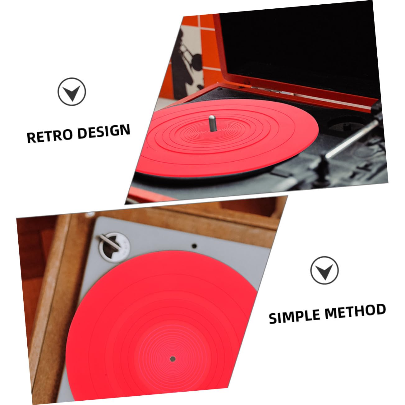2 pezzi Tappetini Silicone Antistatici per Giradischi Protezione Vinile Rosso Accessori Sostitutivi per Dischi Antiscivolo e Facili da Usare