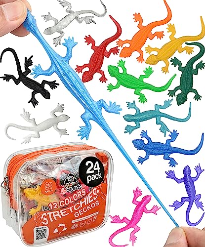 UpBrands Super Stretchy Lizard Toys 3" Bulk Set, 12 Colors Gecko Birthday Party Favors for Kids, Goodie Bags, Easter Egg Basket Stuffers, Pinata Filler, Students Rewards (24 Pack)