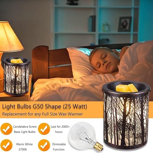Vista 9 de Bombillas calentadoras de cera de 25 W, bombillas para calentador aromático de tamaño completo, 6 paquetes de bombillas E12 tipo G, regulables