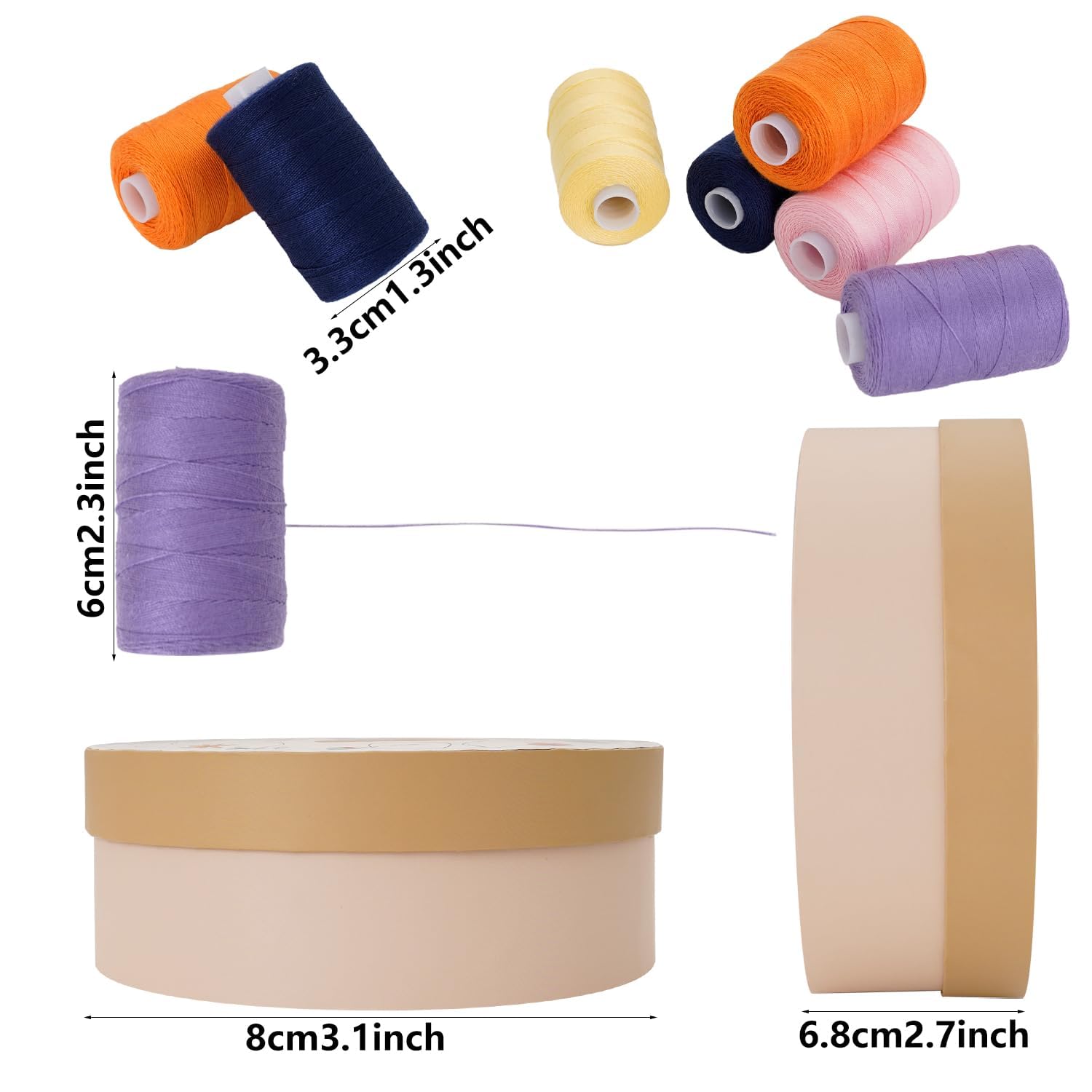Hilo de coser para jeans de 19 colores, 20S/3, hilo extra fuerte para mezclilla, lona, carrete de 300 m, hilos de alta resistencia para jeans, hilo multiusos 100% poliéster