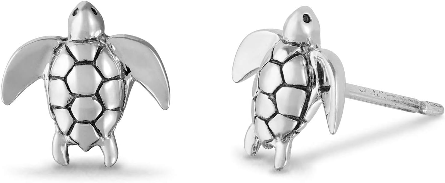 Boma Jewelry Sterling Silver Sea Turtle Animal Stud Earrings - Image 2