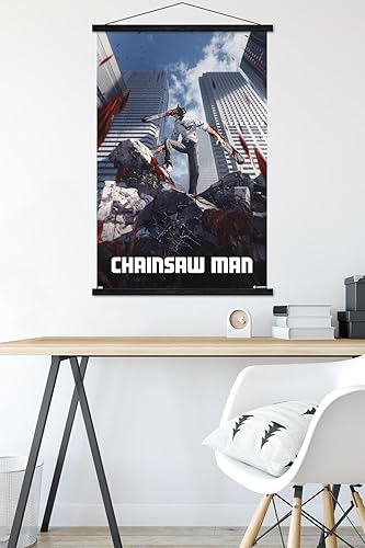 Miniatura 5 de Trends International Chainsaw Man - Póster de pared de arte clave, 22.37 x 34.00 pulgadas, paquete de impresión premium y colgador negro