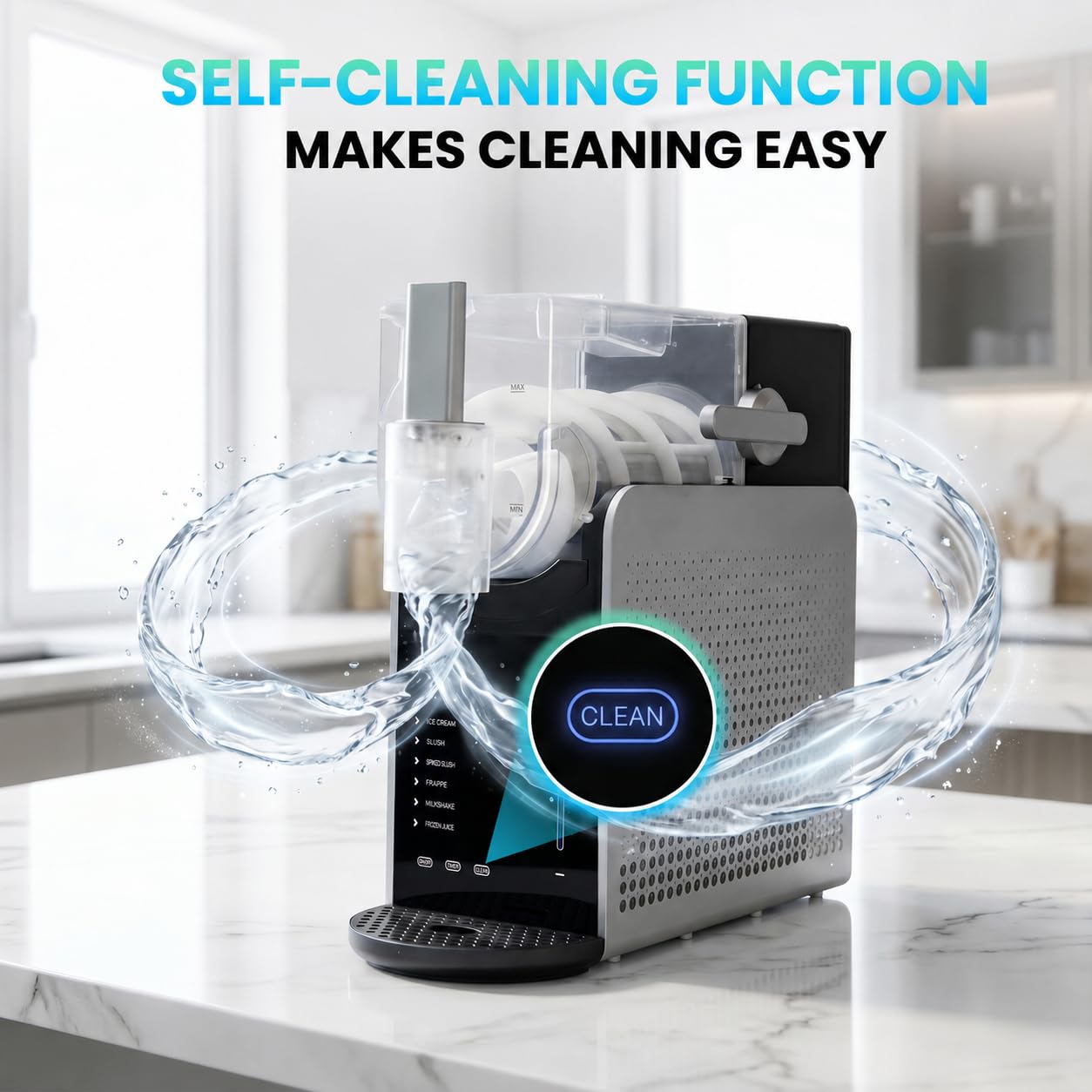Macchina per Granita 1,6L – Slush Machine con 6 Programmi, Milkshake, Frappé, Frozen Juice, Bevande Ghiacciate, Timer, Senza BPA, 200W – Nero