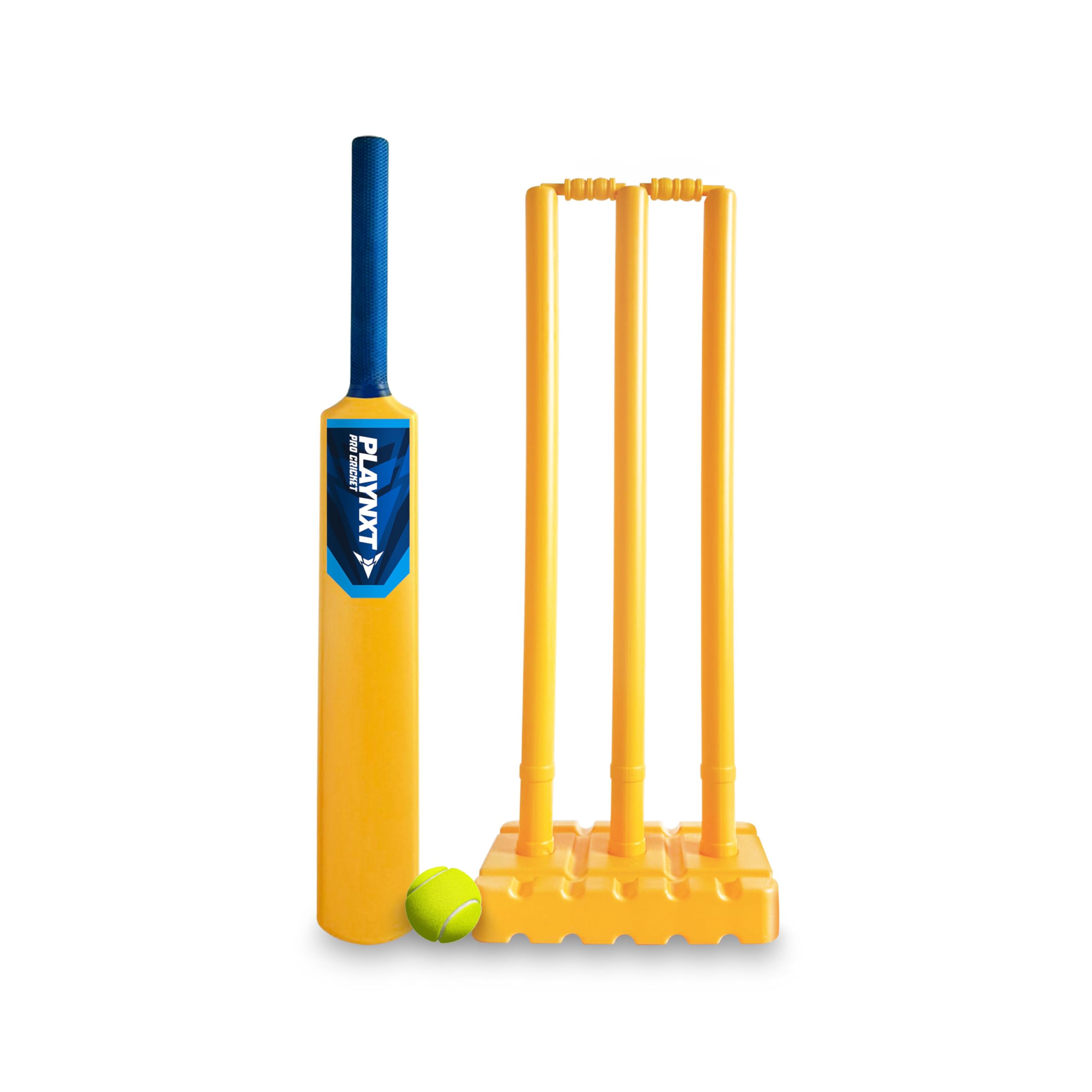 PLAYNXT - PRO Plastic Cricket Set for Kids & Adults, Heavy Bat With Rubber Grip for Turf, Indoor & Outdoor Play, 3 Stumps, 1 Stand, 2 Bails & 1 Tennis Ball-image-35