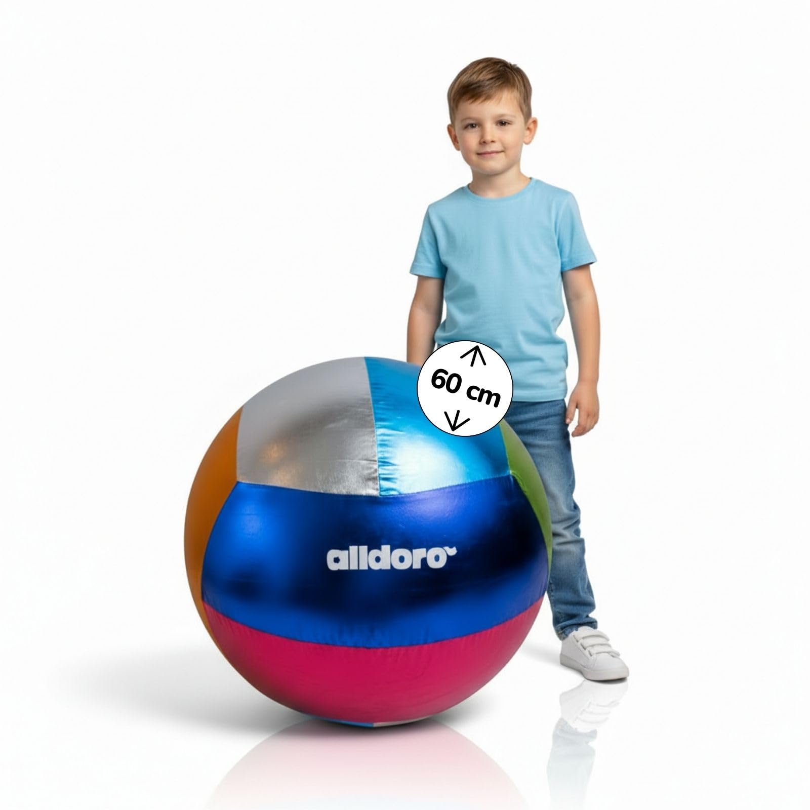 alldoro 60299 XXL metaliczna piłka dla dzieci, poliester/PCW, piłka do zabawy dla dzieci od 3 lat, błyszcząca, 60 cm