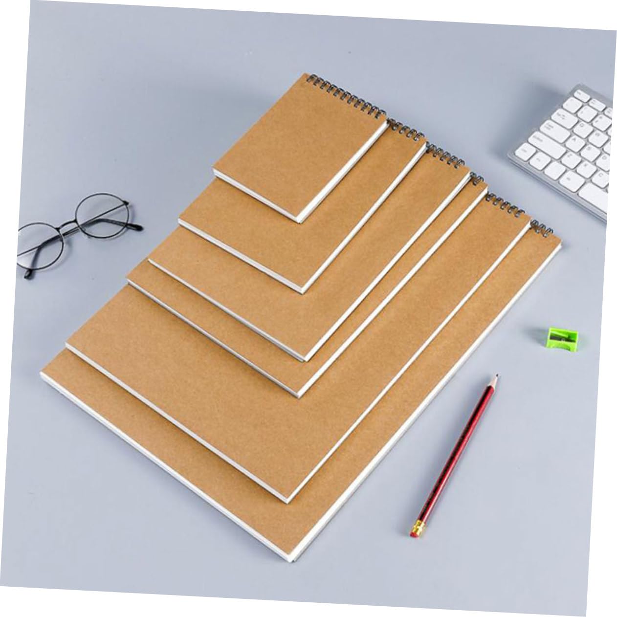 Hohopeti Cahier de Dessin Vierge pour Élèves, 2 Pièces, Reliure Spirale