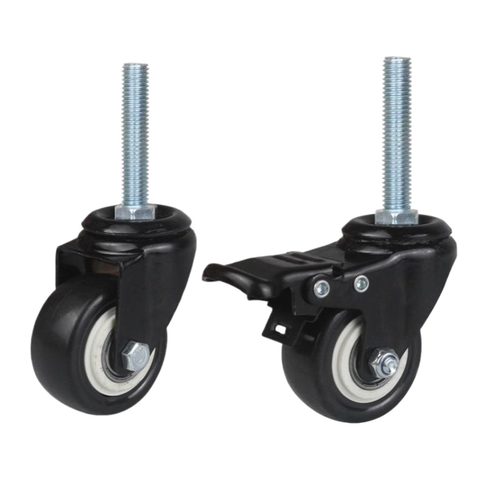 Roulettes freinées 2 pouces, PU double roulement, M8/M10/M12