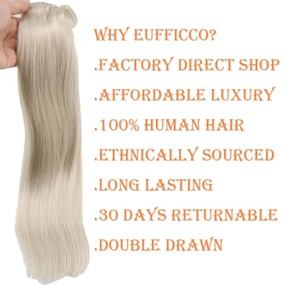 Real Human Remy Hair Clip In Hair Extensions 14 Inch 120G 7pcs Color #90 Ice Blonde Double Wefted Thick Ends Silky Soft Long Lasting Tangle Free Human Hair Extensions - Image 3