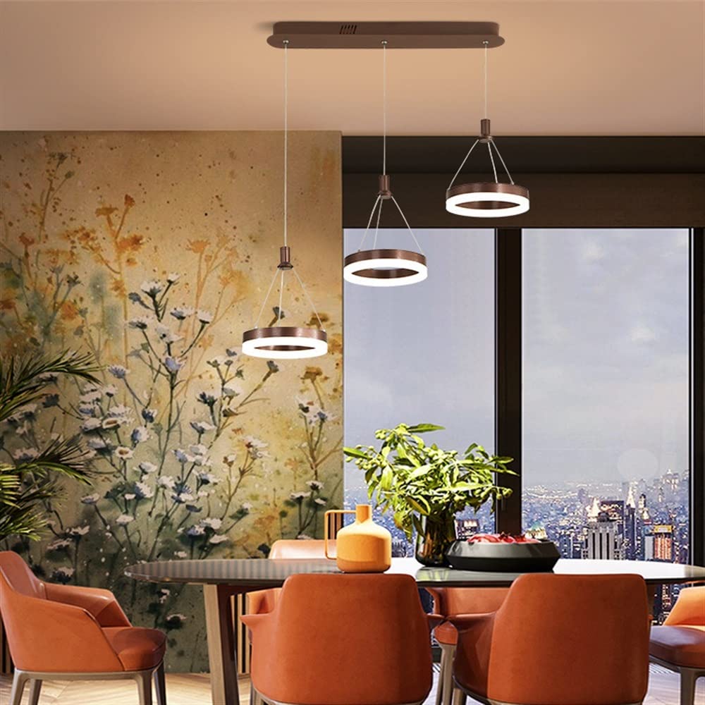 Modern Pendelleuchte 3-Lichter dimmbarer LED-Kronleuchter Nordic 3 Ringe Pendelleuchte 48W Moderne Minimalismus-Hängelampe for Restaurant-Tropfenlicht-Kücheninsel-Esszimmer-Wohnzimmer-Beleuchtungskörp