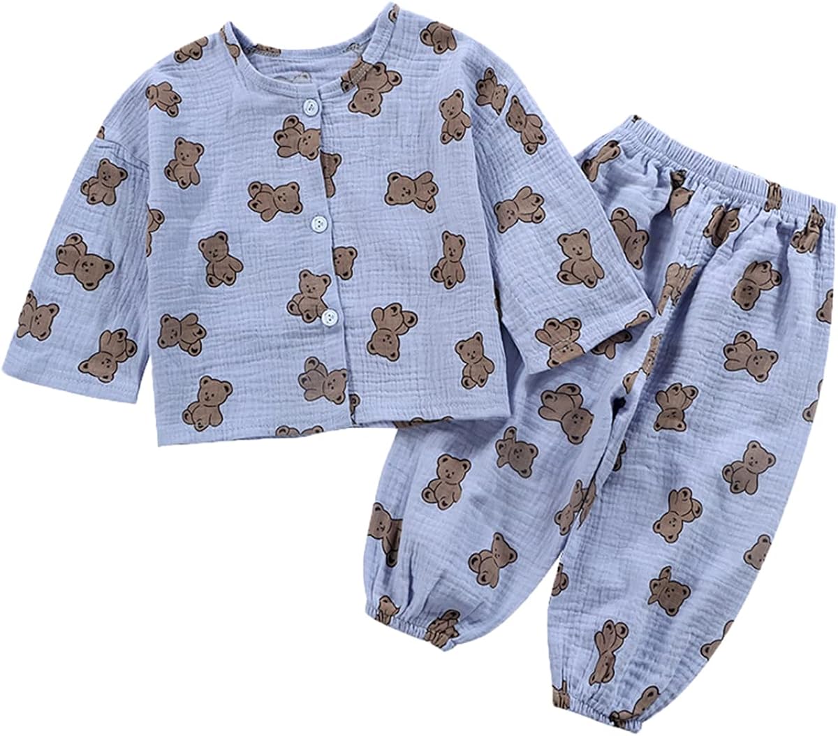 ｆｕｔｕｐｅ ベビー パジャマ 薄手 長袖 長ズボン 前開き ボタン 綿100 ダブルガーゼ キッズ 女の子 男の子 ルームウェア 上下セット 80 90 100 赤ちゃん 寝巻き 子供 部屋着 パじゃま 夏 秋 春 品質が完璧