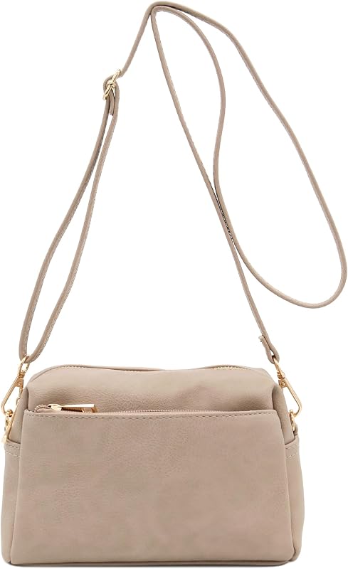 Bolso bandolera pequeño con triple cremallera