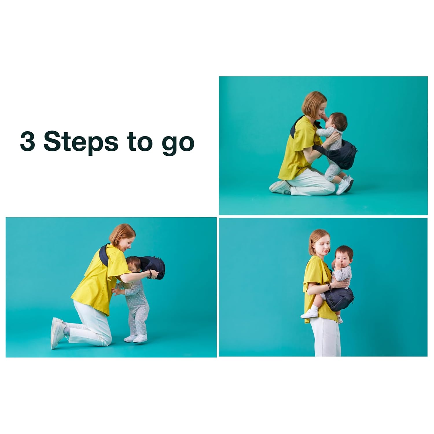 More Hip Seat Baby Carrier with Shoulder Strap, iF Design Award Winner, 3-in-1 Ergonomic Toddler Carrier with Large Storage Bag, 7-48 Months (Up to 44 lbs)