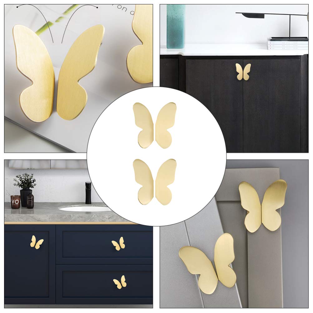 Paio di pomelli Vintage per mobili in Ottone a Forma di Farfalla, Maniglie per Maniglie per cassetti antichi, Maniglie per mobili per Armadio Guardaroba
