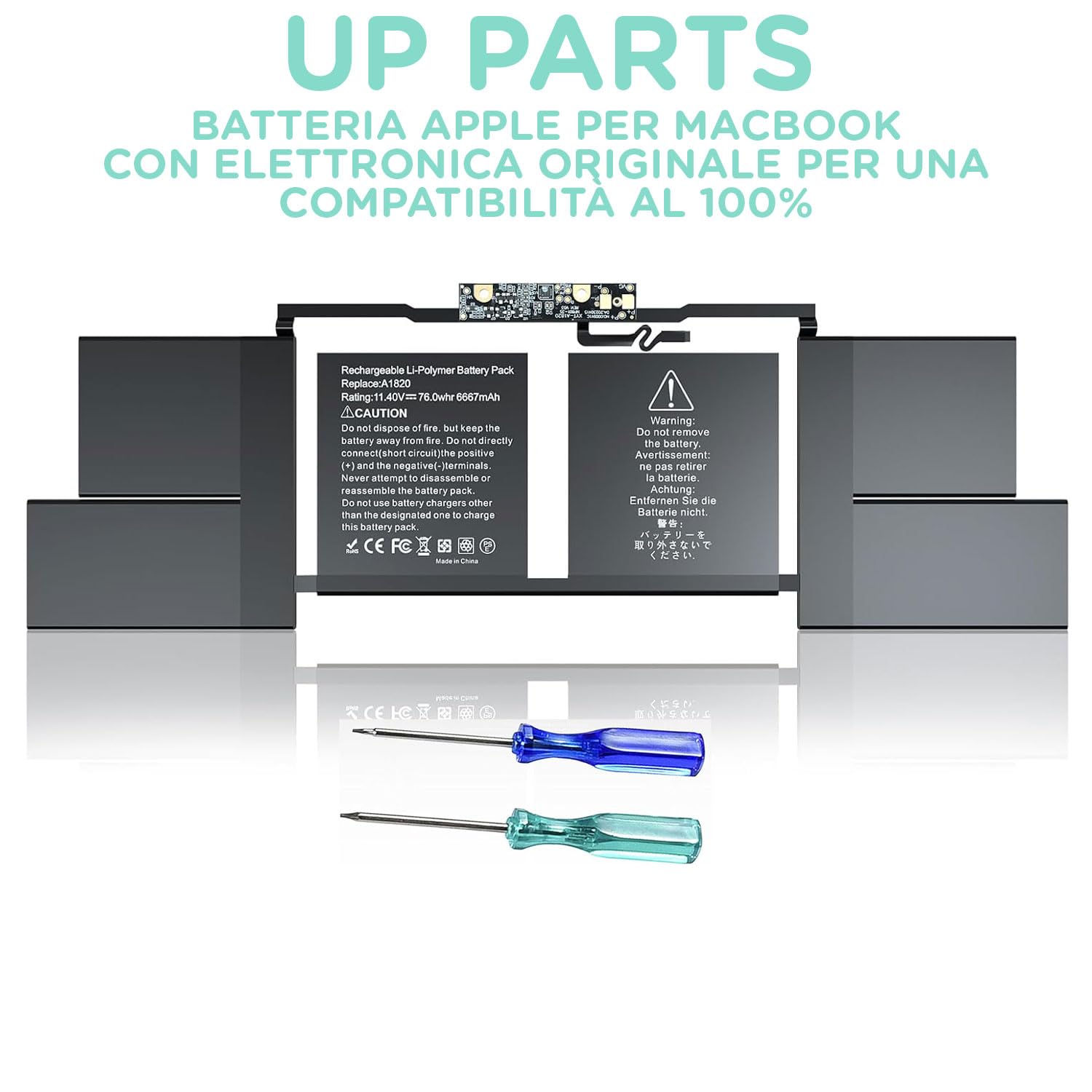 Batteria compatibile A1820 per Macbook Pro 15" A1707 (anno 2016, 2017) 11.4V 6660 mAh Kit Montaggio