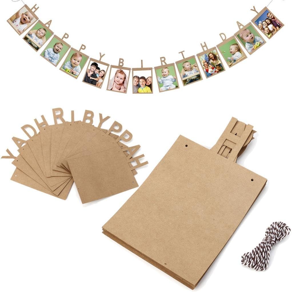 Culater® Happy Birthday Gift Paper Photo Frame Photo Banner DIY Wall Hanging Picture Album Party Decor