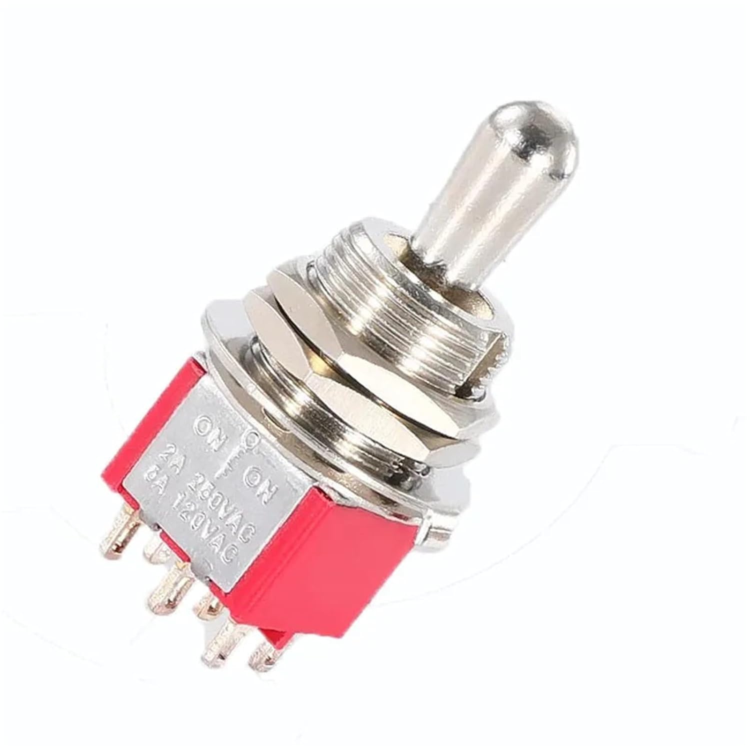 SH T80-T Lever Toggle Switch 12mm Panel Mount 5A 125VAC 5Pcs(6PIN ON ON)