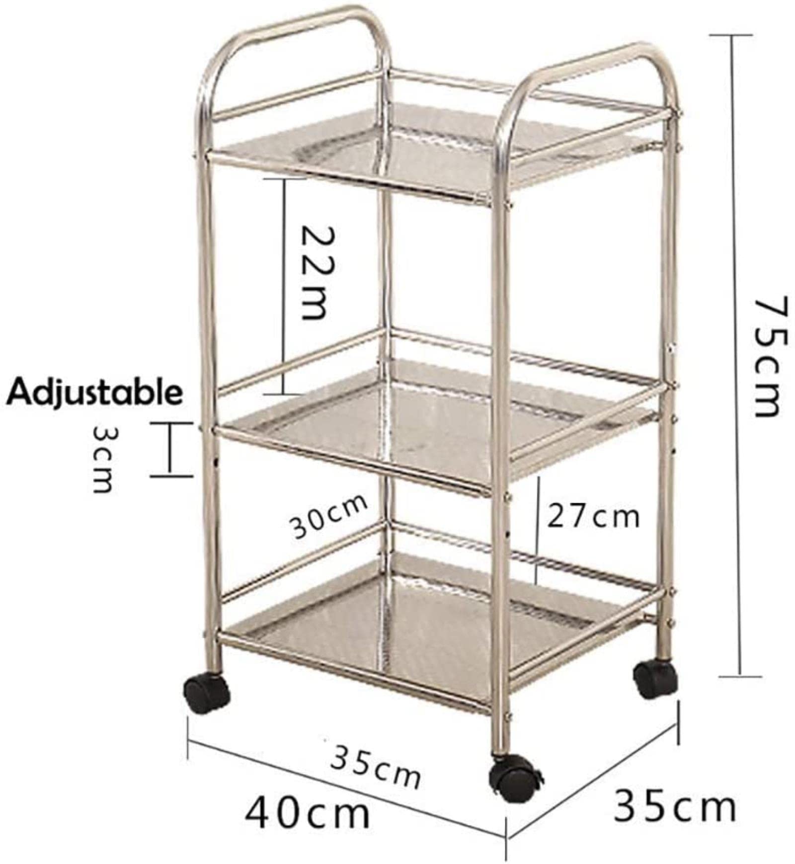 Útil Carrito médico Tool Carrito rodante para Equipos médicos de 3 Niveles, Carrito para salón de Belleza con Rueda de Freno Universal, Hospital/clínica Dental, Capacidad de